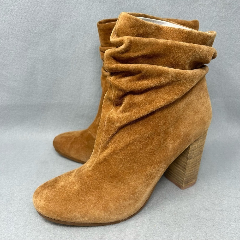 Chinese Laundry Chestnut Brown Suede Slouchy Heeled Ankle Boots, Women’s 8.5M